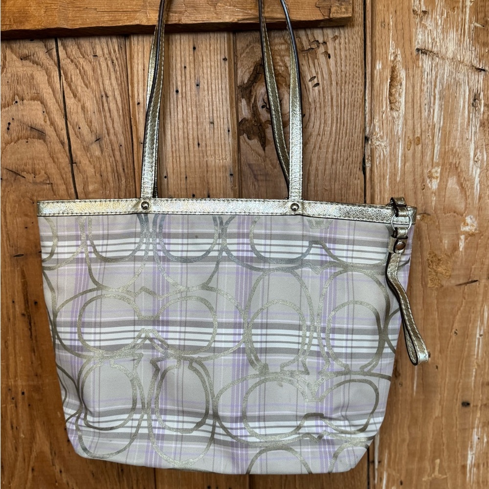 Coach F17474 Signature Multicolor Tartan Tote Shoulder Bag - Picture 3 of 14